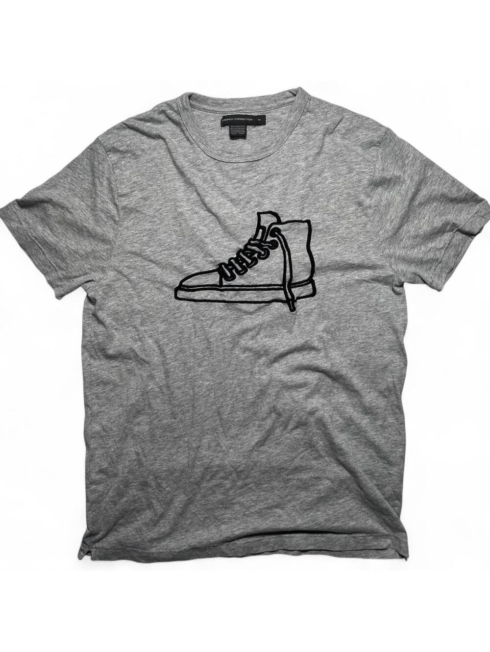 French Connection Embroidered Sneaker Graphic Tee Heather Grey Men’s Medium